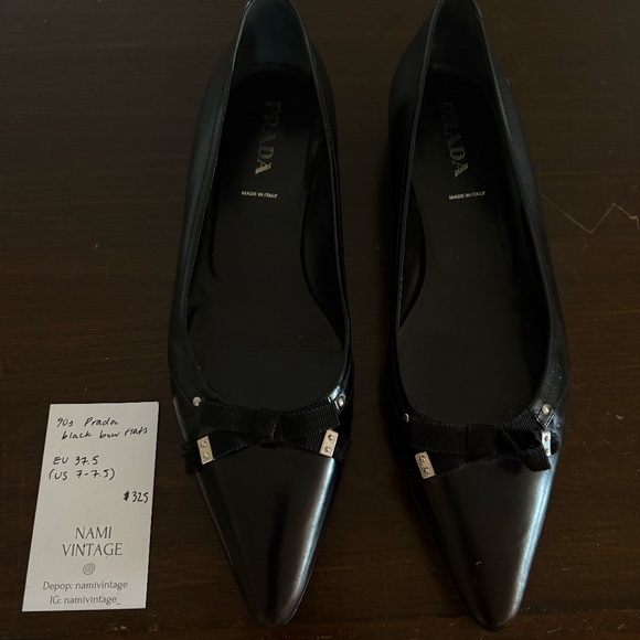 Prada Women's Black and Silver Ballet-shoes - Picture 1 of 5